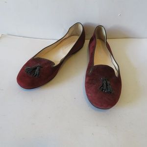 PRINCIPESSA MAROON/DARK RED SUEDE FLATS 8